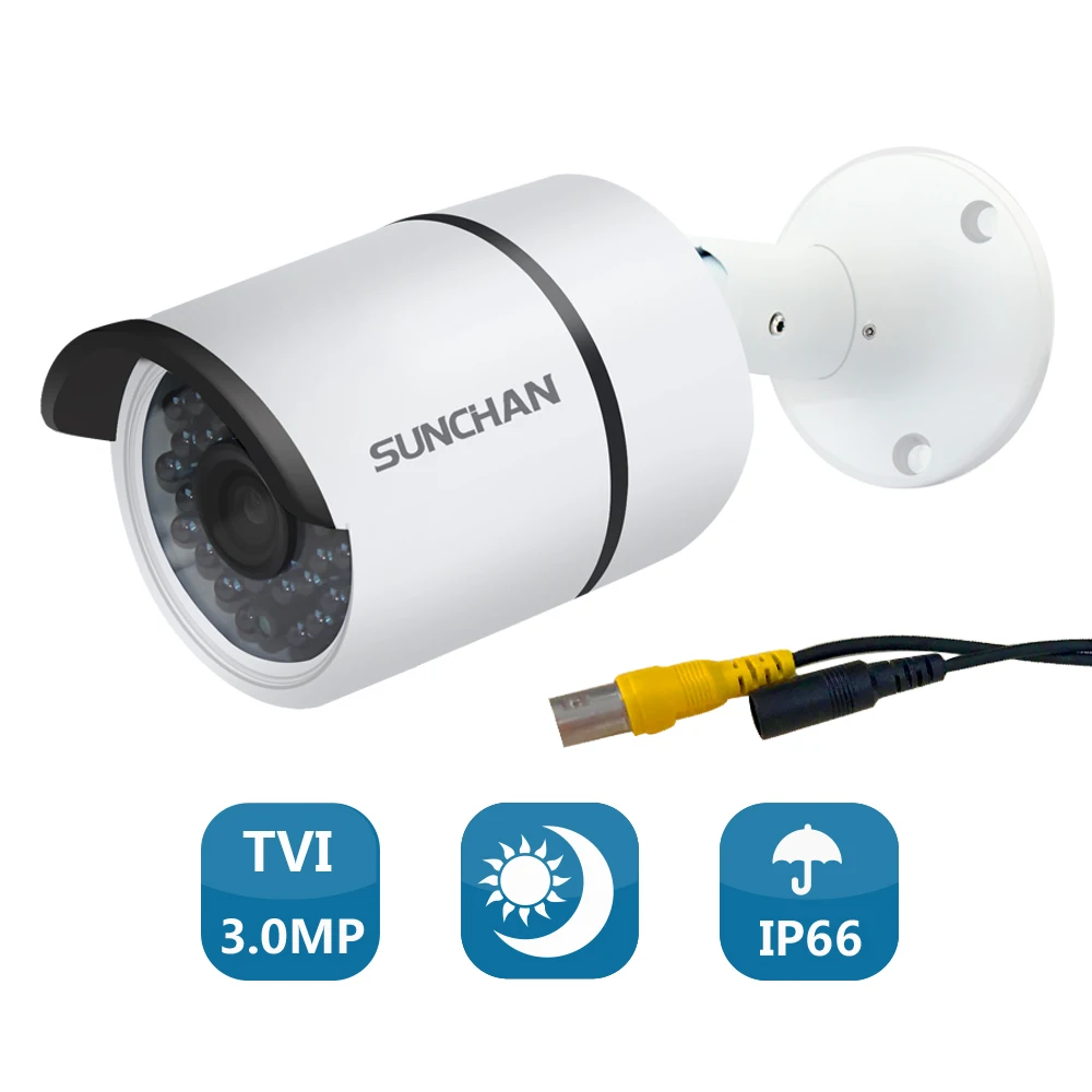

SUNCHAN 1/3'' Color CMOS TVI 3.0MP Security Camera CCTV IR Cut Filter Camera TVI 1920*1536 Outdoor Waterproof Security Camera