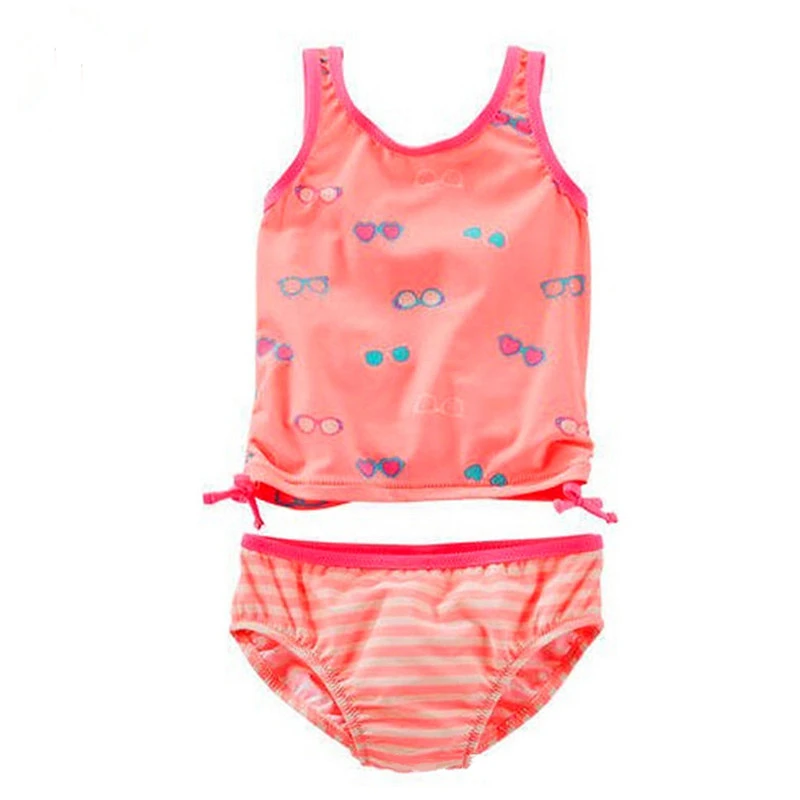 

New Model Kid Girls One Piece Swimsuit 2-7 Y Baby Girl Orange with Glass Swimwear Children Swimming Wear Sling Swim Suit Bathing