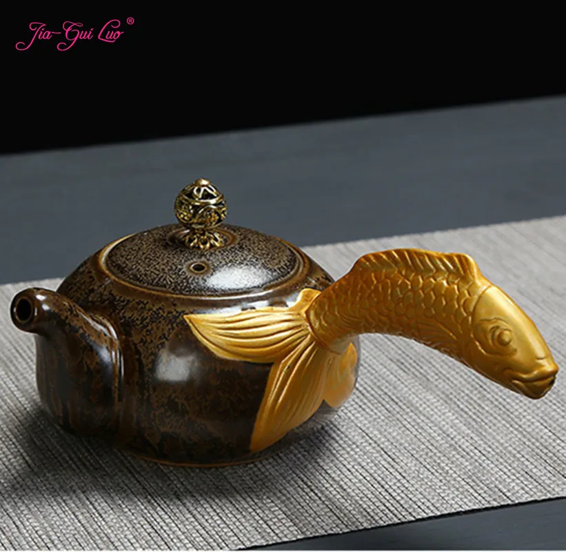 

JIA-GUI LUO Ceramic Black Glazed Celadon Handmade Teapot Embossed Hand-painted Kung Fu Tea Set Variety of styles H001
