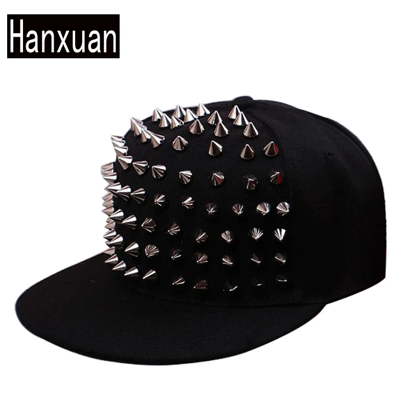 2015 Cheap Men Rivet Baseball Caps Fashion Lover Punk Black Snapback