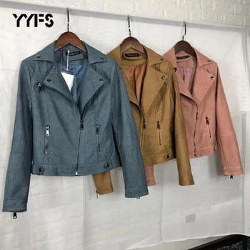 

Luxurious Leather Jackets Women Zipper Motorcycle Frayed PU Leather Coat High Quality Brand Female Paragraph Lapel PU Outwear