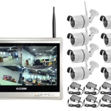 Беспроводная камера безопасности 8CH комплект CCTV NVR 720 P 8 шт. наружная пулевидная ip-камера HDMI 12," ch экран NVR Домашняя безопасность