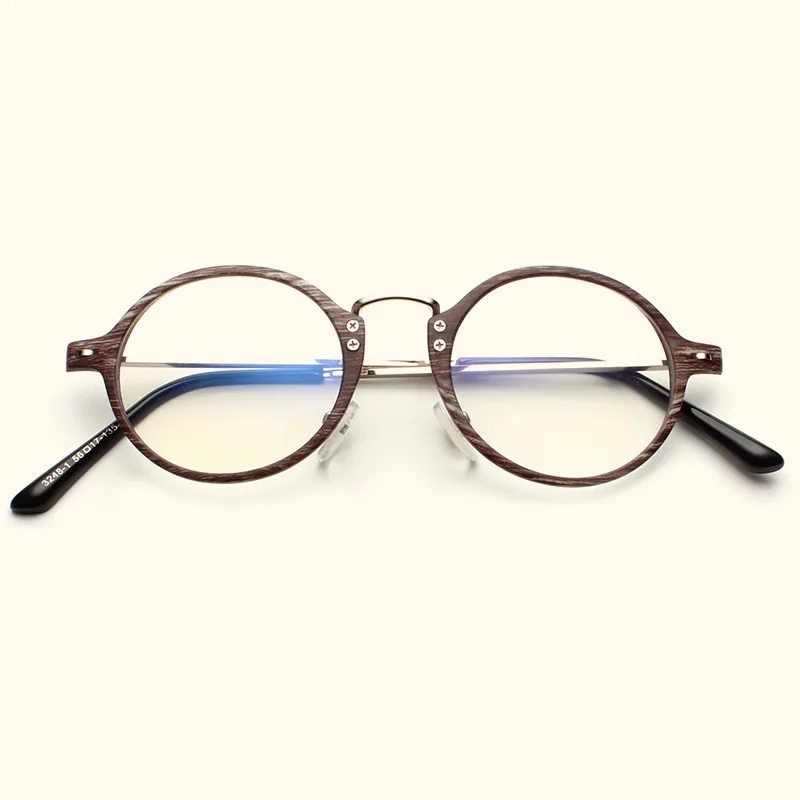 

Flat Mirror Korean Chaozhou Ultra-light Imitated Wood-grain Frame for Men and Women with Retro-archaic Circular Frame Myopia Fra