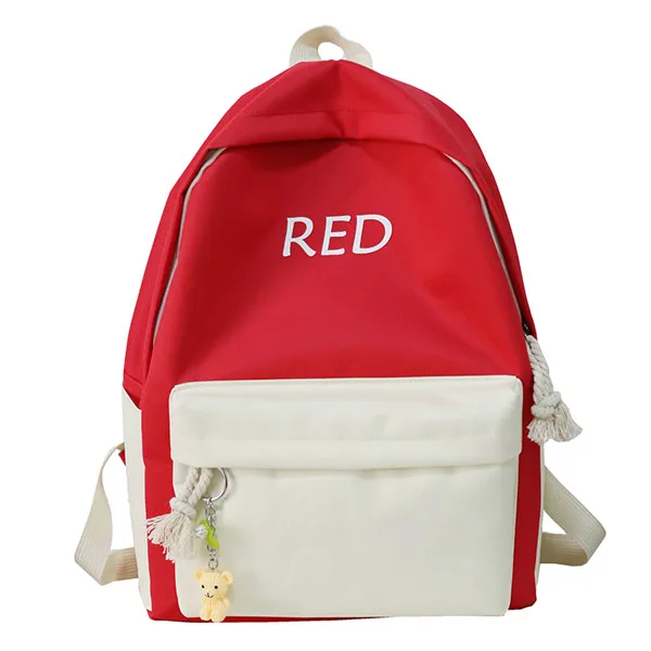 Простой стиль, женский рюкзак, корейский стиль, рюкзаки для девочек-подростков, школьные сумки, дизайнерский ранец, JINLIDA-833-6 - Цвет: Red and White
