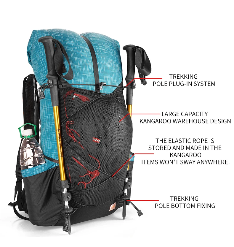 Resistente à Água Pacote de Acampamento 40 + 16l Engrenagem Caminhadas Mochila Leve Viagem Montanhismo Trekking Mochilas 3f ul 9 mochila leve pacote de acampamento viagem montanhismo