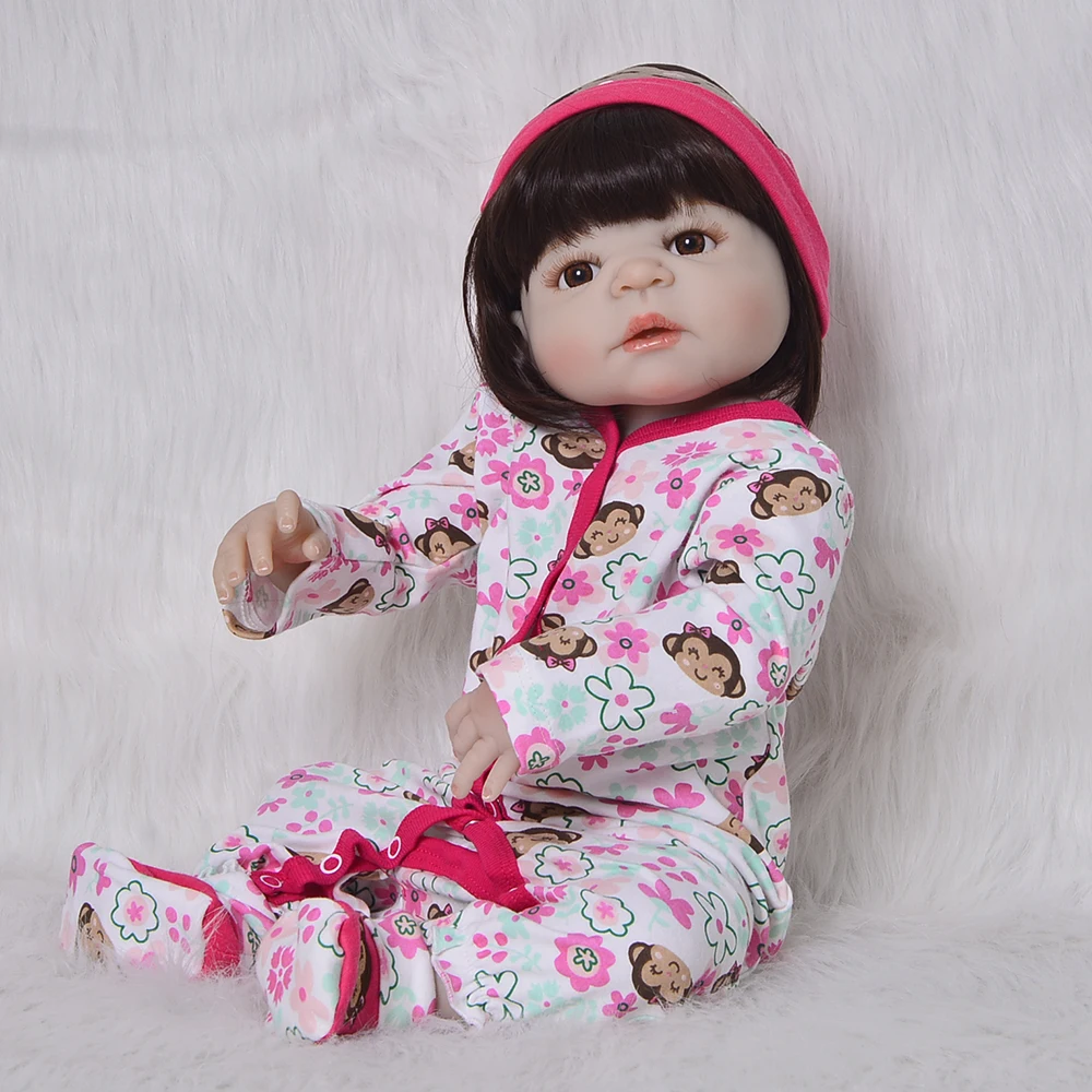 

2018 Fashion Reborn Dolls Girl 23'' Full Silicone Vinyl Body Lifelike 57 cm Newborn Baby Doll Birthday Christmas Babies Gifts