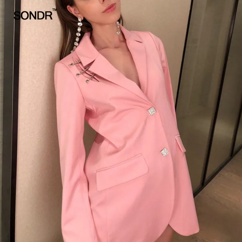 SONDR  Spring Diamond Tassel Patchwork Women Blazer Lapel Long Sleeve Big Size Female Clothing 2019 Fashion Casual New