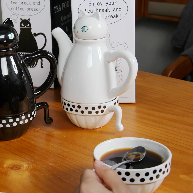 Японский кот чайные горшки милые Кофейные Наборы креативный мультфильм чайный горшок чашка керамическая домашняя молочная кружка милый японский чайник 1 горшок и 2 чашки