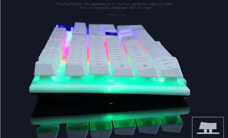 GTX300 3D 104 клавиш Радуга Игровая USB Проводная клавиатура красочные кнопки мышь костюм со светодиодной подсветкой Клавиатура Мышь Набор