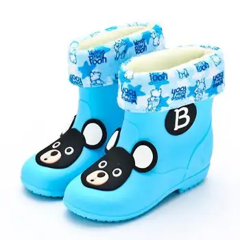 

Baby Rainboots for Boys Girls Cartoon Bear Add Cotton Rain Shoes Kids All Seasons Princess Prince Rain Boots Students TPR Shoes