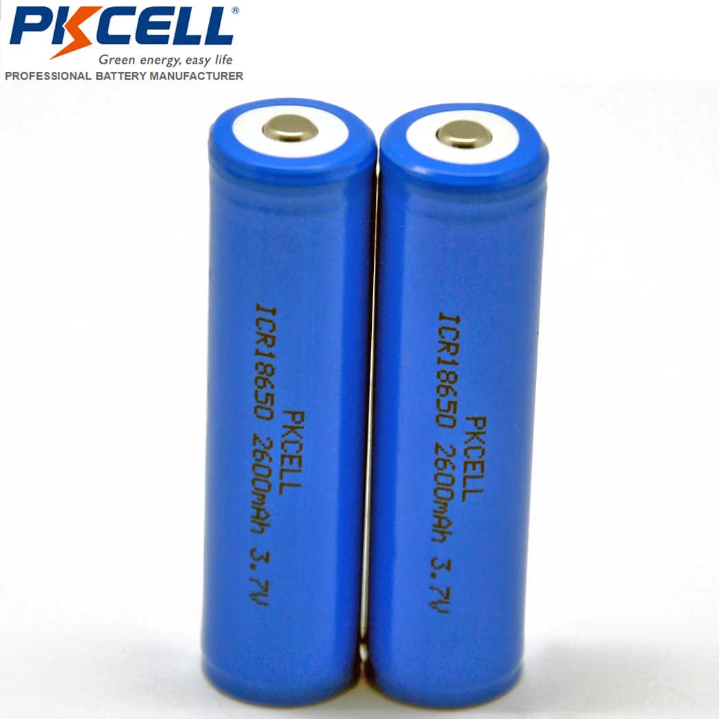 

2PCS PKCELL 18650 li-ion battery ICR18650 2600MAH 3.7V lithium rechargeable battery button top flashlight Torch Accumulator Cell