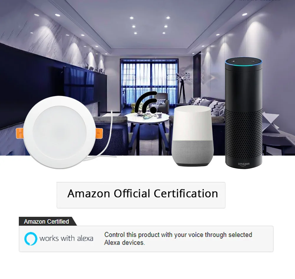 Controle de Voz Zemismart Polegada Wifi Rgbw Led Downlight 10w Alexa Ponto Eco Mostrar Google Assistente Casa Ifttt Automação Residencial 4 - Image 3
