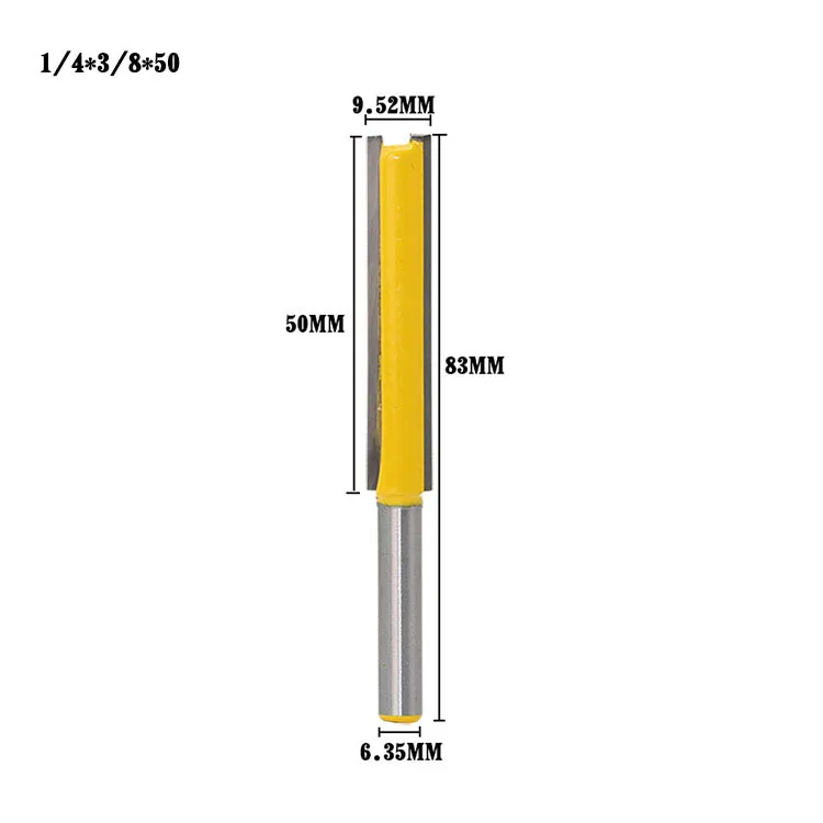 6,35 мм Деревообработка обрезки фрезы 1/4 ручка-держатель инструмента Удлиненный прямой Фрезерный резак для дерева - Длина режущей кромки: 1