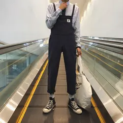 Модные комбинезоны в японском стиле хипстеров; укороченные повседневные студенческие Комбинезоны для пары; спортивные штаны