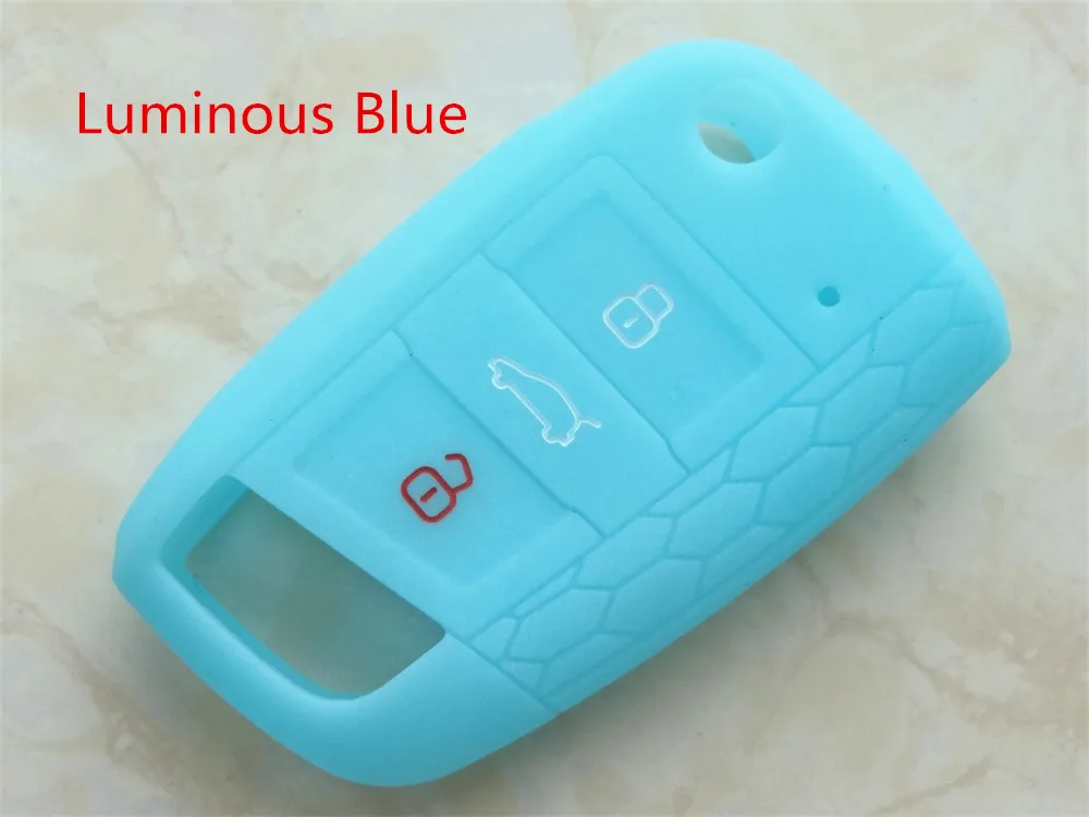 AUTEWODE Silicone Car key Cover for vw Volkswagen Golf 7 mk7 3 button Remote key shell blank fob