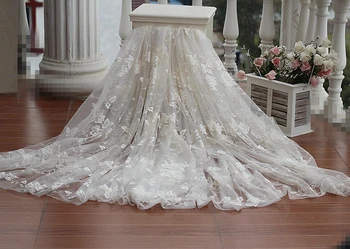 

Free shipping Ivory Embroidery Lace Fabric,lovely cloth Wedding Bridal Lace Home Curtains Decor Fabric