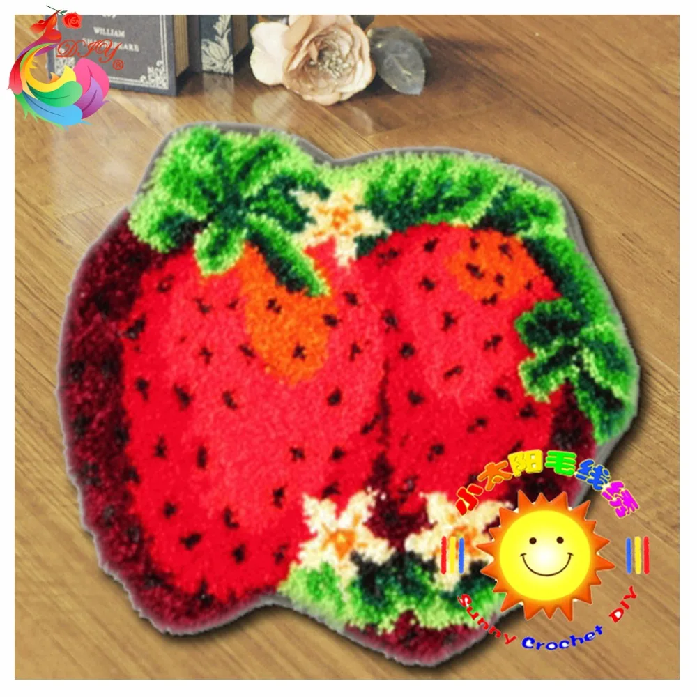 

Needlework Fruit Hook Rug Kit DIY Unfinished Crocheting Yarn Mat Latch Hook Rug Kit Floor Mat Santa Claus Picture Carpet Set