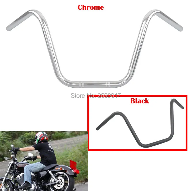 

22MM 7/8" Steel Motorcycle High Rider Handlebars Bars Cafe Racer Cruisers Chrome Black