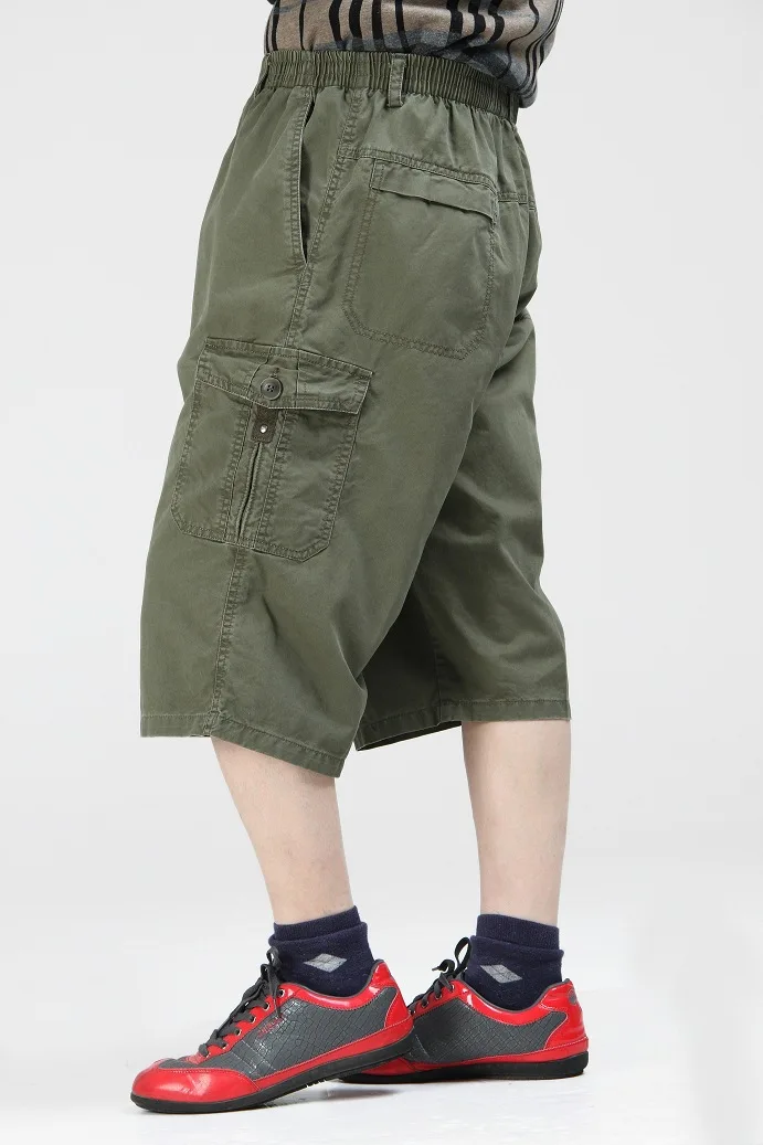 Плюс sizeXL-6 xl(133 см) талия 133 новые мужские 7 минут Штаны повседневные штаны комбинезоны с эластичной талией больших размеров Штаны 332 - Цвет: Армейский зеленый