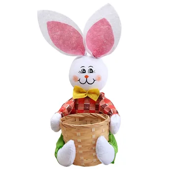 

FunPa Easter Decor Basket Creative Cute Bunny With Basket Easter Gift Basket Home Decorations Easter Rabbit Basket Free Shipping