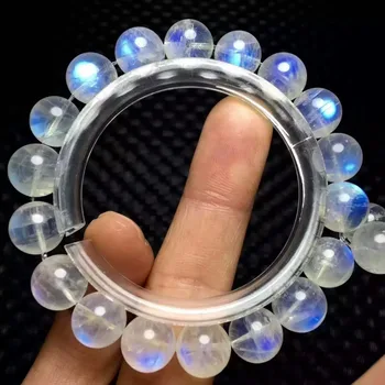 

Natural Burma Moonstone Rainrow Blue Light Round Beads Bracelet 9.3mm AAAA