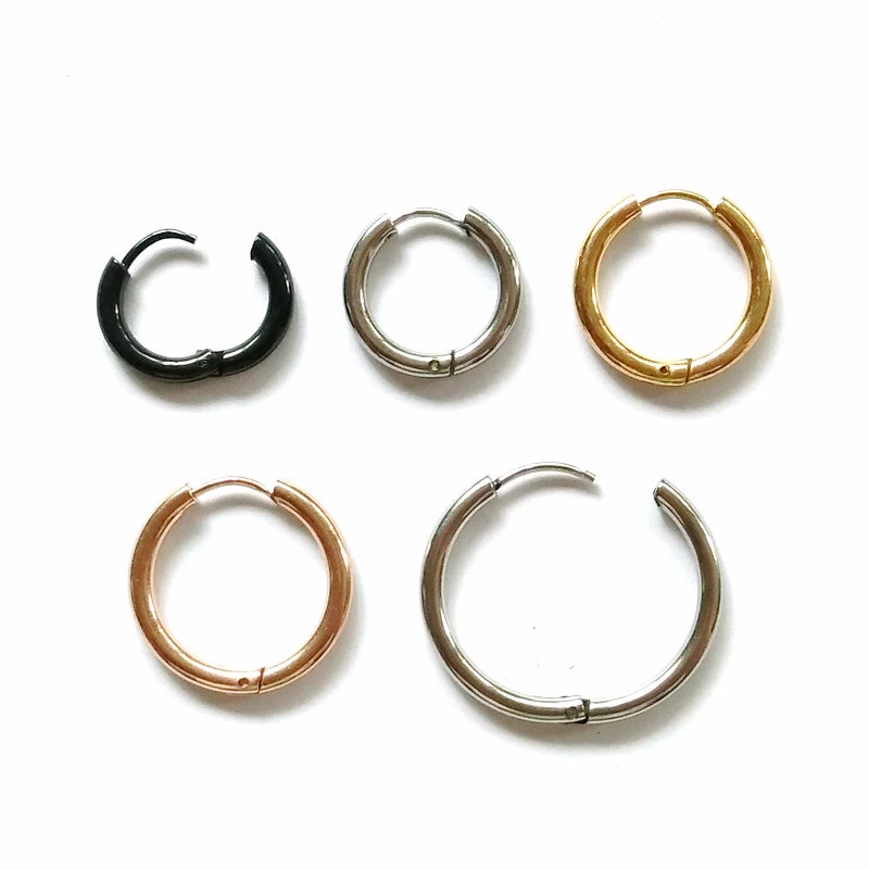 Pendientes pequeños de acero inoxidable para hombre y mujer, Arete de plata, oro y negro, Clip para las orejas, regalos circulares Huggie, novedad de 2017|earrings silver|steel roundmen - AliExpress