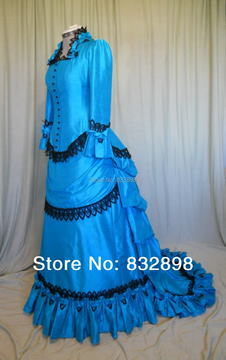 ロングブルービクトリア朝のバッスルドレスtheare映画ドレス Victorian Bustle Dress Bustle Dressdress Dress Dress Aliexpress
