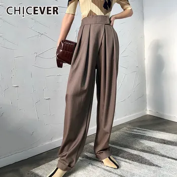 

CHICEVER Summer Casual Solid Harem Trousers For Women High Waist Loose Wide Leg Pants Female 2020 Spring Korean Fashion Tide