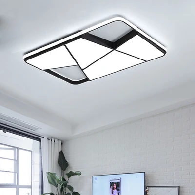 

Rectangle modern led ceiling lights for living room bedroom study room white or black 95-265V square ceiling lamp with RC