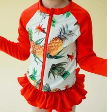 Купальный костюм для девочек детский солнцезащитный крем Сплит юбка костюм с длинными рукавами, с цветочным принтом и UPF50+ 4 предмета в одном