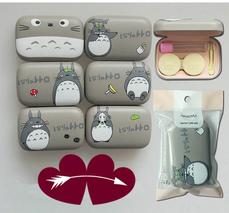 LIUSVENTINA Портативный кожаный милый Totoro Chinchillas контактные линзы чехол с зеркалом для цветные линзы подарок для мальчиков и девочек - Цвет: Random type