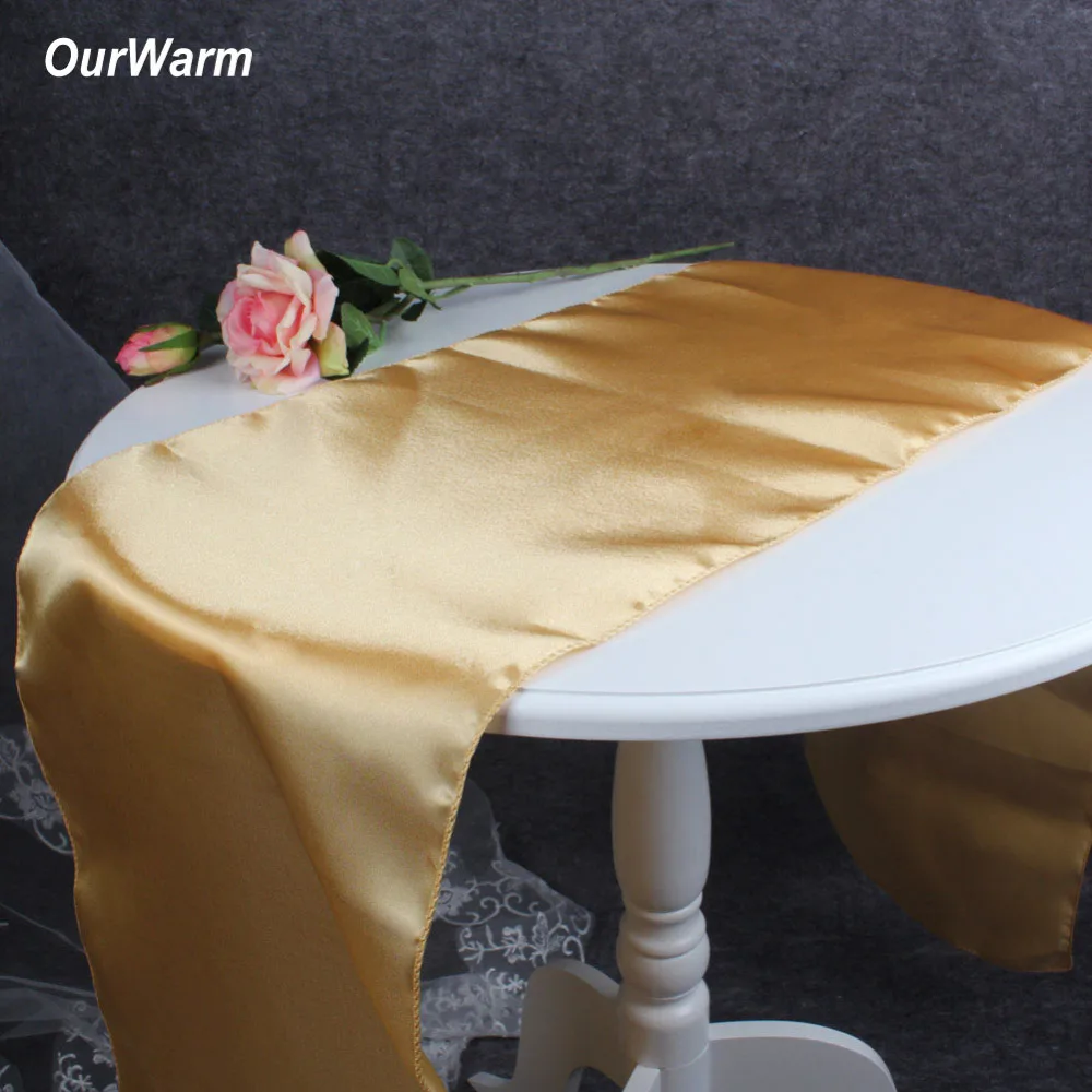 

OurWarm 30x275cm Satin Table Runners Modern Table Runner Cloth for Wedding Marriage Banquet Hotel Home Party Table Decoration