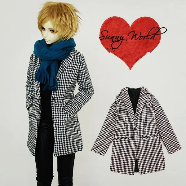 

Fashion Plaid Coat +Scarf for BJD Doll 1/4 MSD 1/3 SD10,SD13 Uncle Doll Clothes CM27