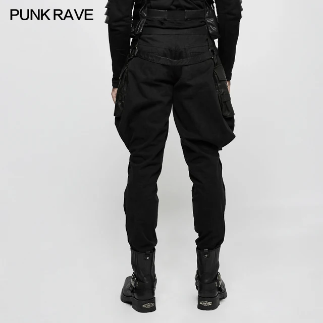 Gothic Brand New Punk Rave Men Black Steam Steampunk Riding Pants Trousers K304