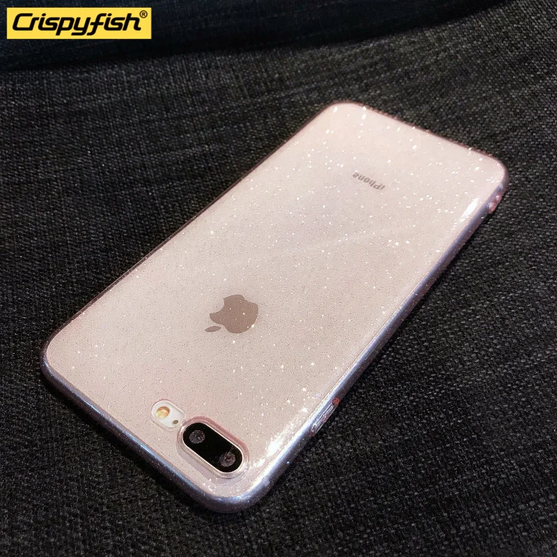 Блестящий Прозрачный Мягкий ТПУ силиконовый чехол-накладка для iPhone 7 8 Plus простые Чехлы для 6 6s X XR XS MAX 11 Pro Max