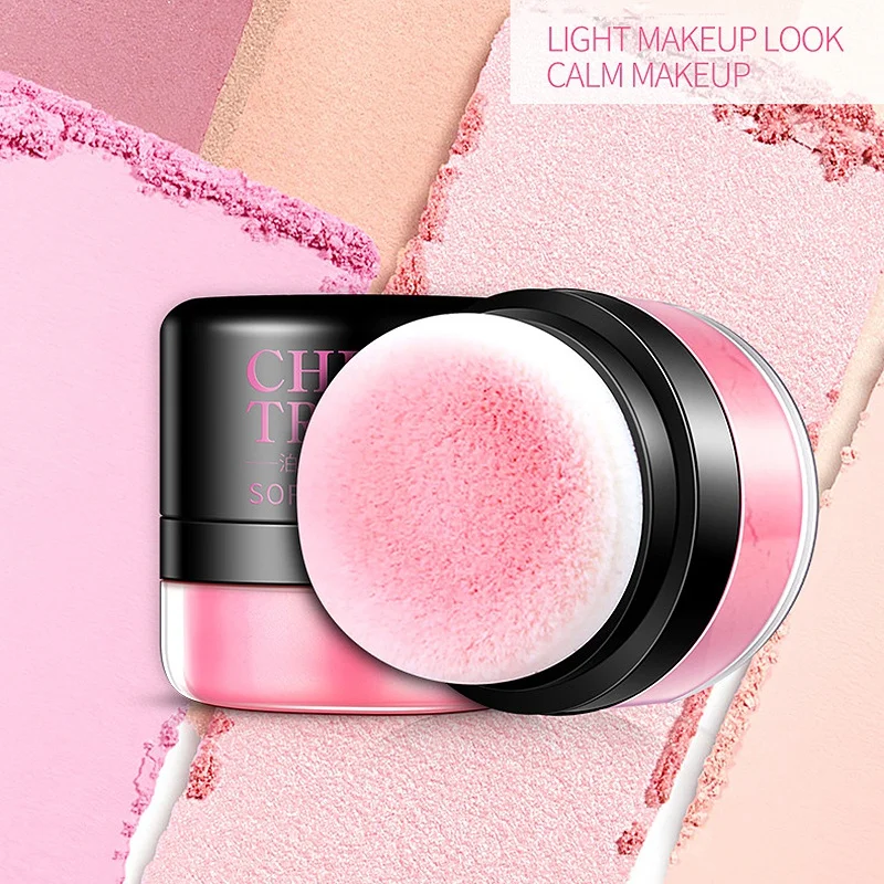 1Pc Natural Blush Cheek Face Blusher Texture Baked Blush Face Base 3 Colors Mineral Blusher Air Cushion Blush Makeup