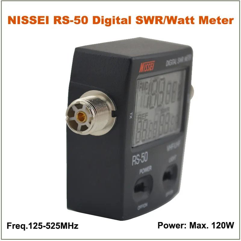 Цифровой измеритель мощности NISSEI RS 50 RS50 SWR/Watt Meter 125 525 мгц 120 вт разъем UHF/VHF M для