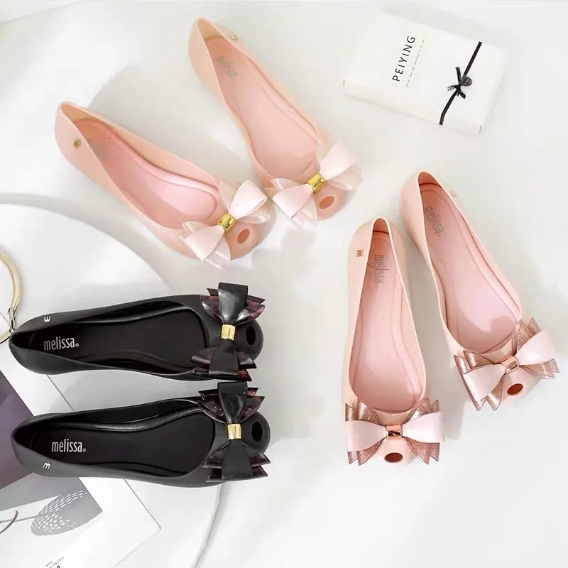 

Melissa Ultragirl 3D Bowtie 2019 New Women Flat Sandals Brand Women Jelly Shoes Melissa Sandals Female Jelly Shoes