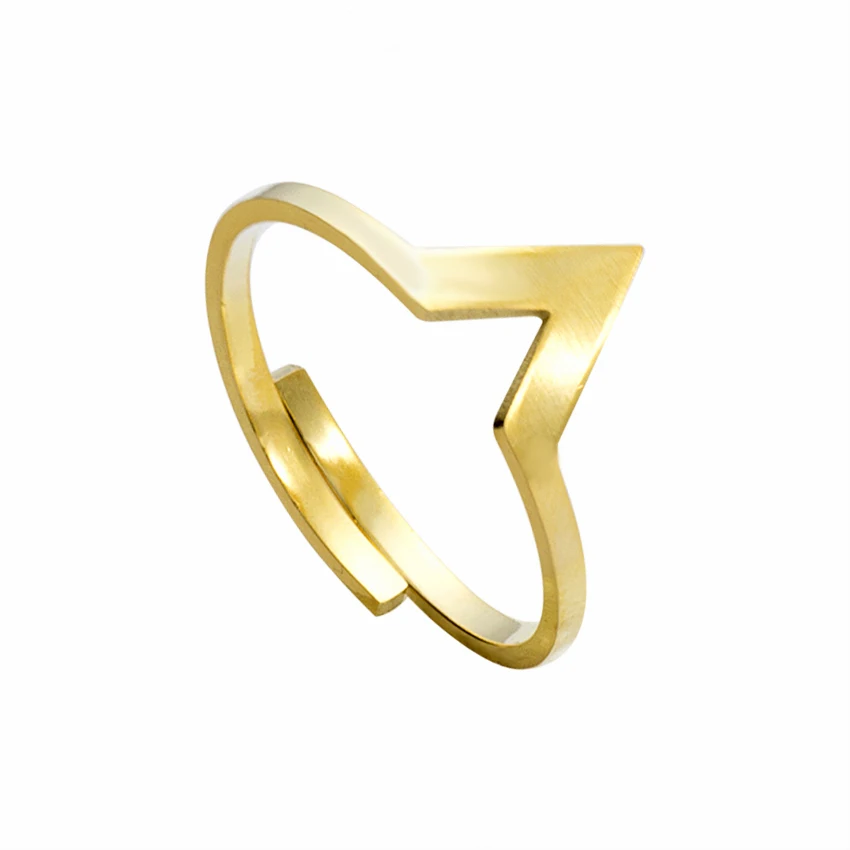 

Gold Spike Rings For Women Minimalism Jewelry Stainless Steel Adjustable Chevron V Triangle Stacking Band Ring Best Friend Gifts