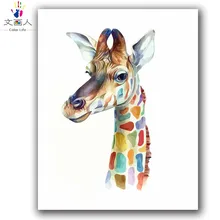 Белый фон красочный жираф diy цифровая картина маслом по номерам ручной работы для современной гостиной Декор окраска по номерам