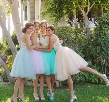 

Spring Summer Bridesmaid Skirt Cheap Colorful Women Skirt Bust Skirts Tulle Skirts Formal Knee Length Gown