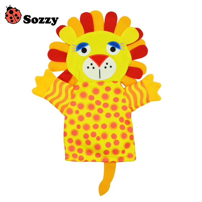 

Sozzy Baby Hand Puppet Toy Animal Lion Parrot Elephant Frog Cows Yellow 27cm Soft Multicolor baby Toy
