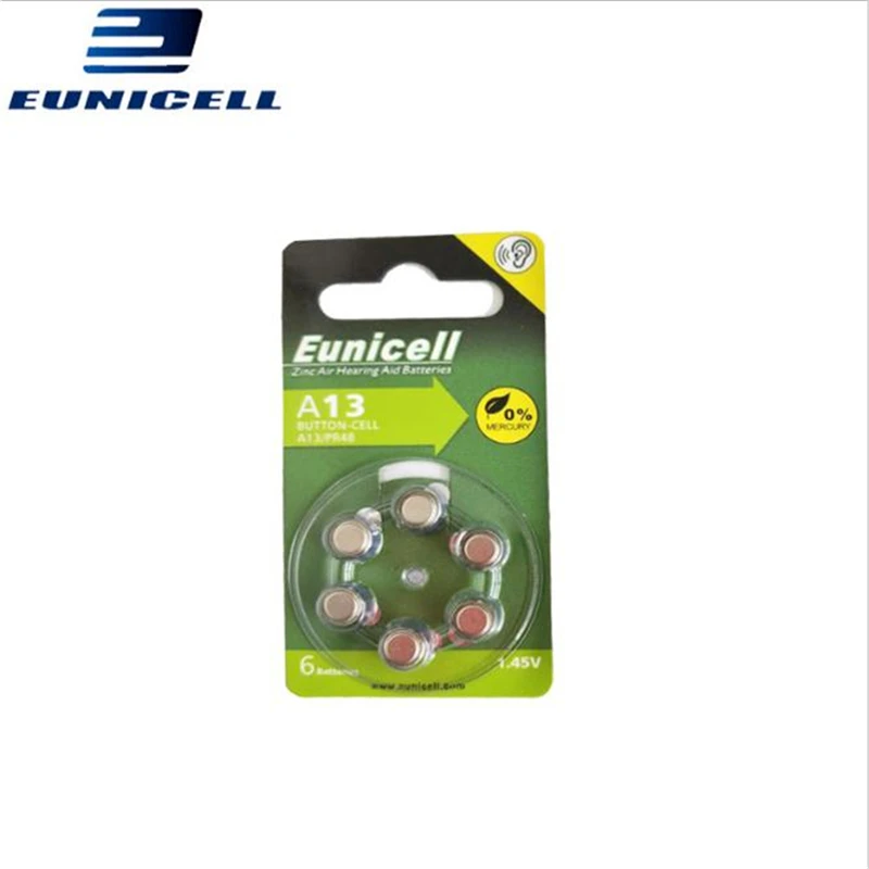 6 шт./карта новые батарейки для слухового аппарата 1 45 в Eunicell A13 13A 13 P13 PR48