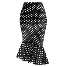 Женская Сексуальная Повседневная юбка-русалка в горошек с рюшами, офисная юбка для женщин, новые женские юбки-трубы, облегающая бедра юбка#40