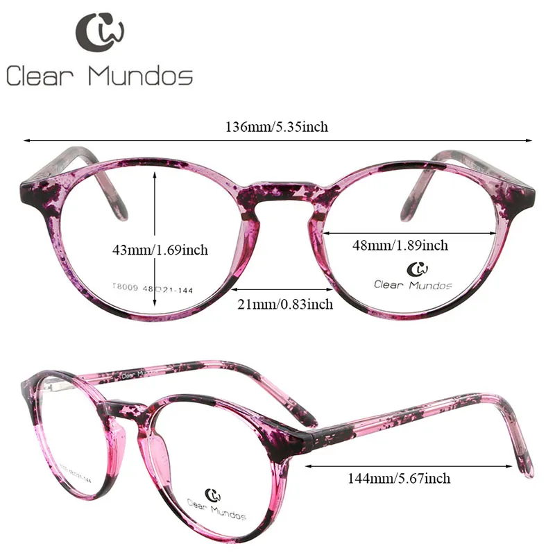 CLEAR MUNDOS Man and Women Glasses TR90 Oval Designer Glasses Frames Optical Glasses Transparent Lens  Eyeglasses for T8009