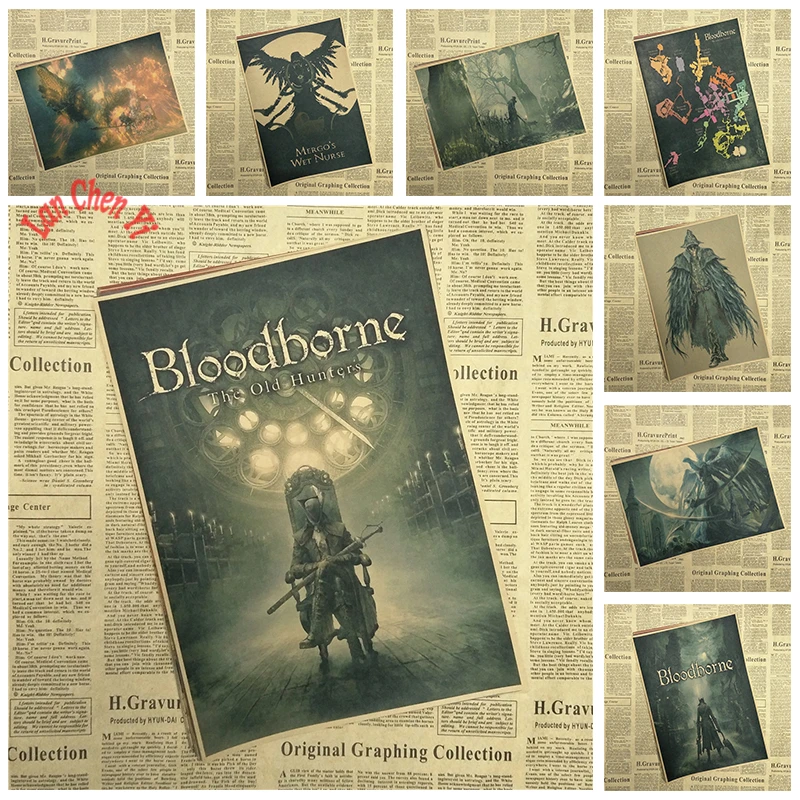 

Bloodborne Classic game Kraft Paper Poster Bar Cafe Living Room Dining room Wall Decorative Paintings