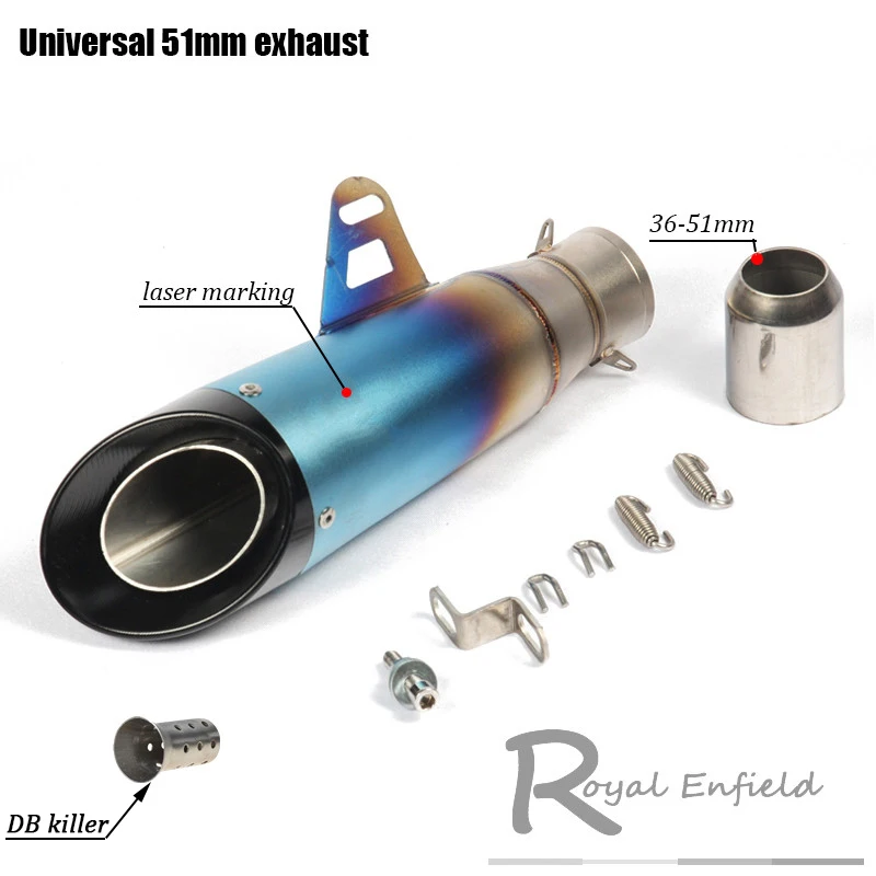 Универсальный 36 мм-51 мм модифицированный мотоцикл выхлопной глушитель выхлопной трубы FZ6 YZF R1 R6 R3 MT07 zx6r z800 z900 mt09 fz09 gsxr750 cbr300 - Цвет: E