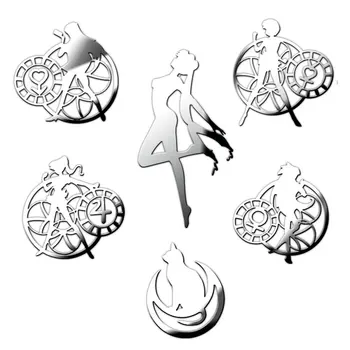 

6pcs Sailor Moon Crystal Anime Stickers 3D Metal Luxury Phone Laptop Sticker Fridge Car Decal Toy Stikers Kids Children Gift