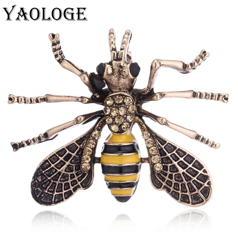 YAOLOGE Cute Bee Insect Brooches &amp Pins Enamel Metal Brooch Unisex Clothing Scarf Accessories For Women Windbreaker Jewelry Gift |