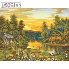Деревенский пейзаж Картина по номерам наборы ручная роспись маслом стиль на льняном холсте уникальный подарок DIY живопись по номерам